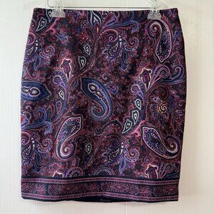NEW TALBOTS Burgundy A-Line Paisley Print Fully Lined Skirt Sz 12 Petite